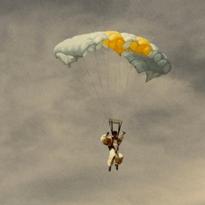 Vintage Skydiving Parachute Photo Large Format Aviation Photograph 1970s-80s