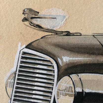 1937 Cadillac Advertising Artwork Art Illustration - Authentic Hand Drawing 