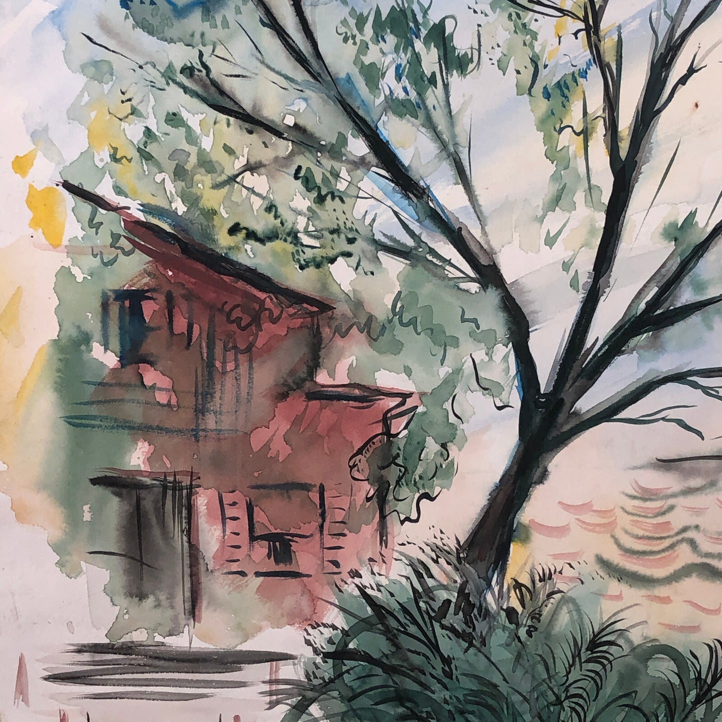 Vintage Painting Art Artwork Artist Arthur E Sudler Trees Houses