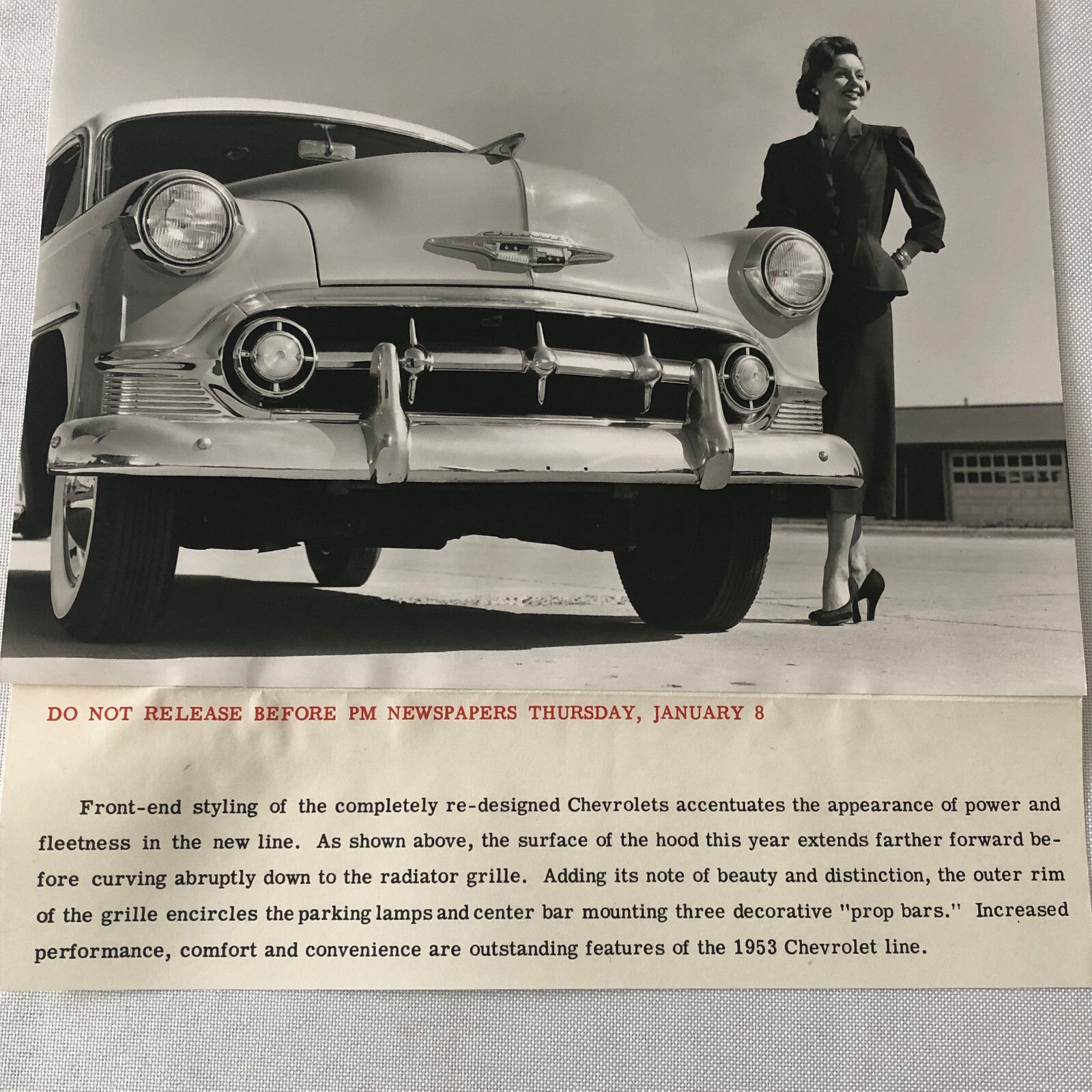 1953 Chevrolet Factory Press Photo Photograph Print