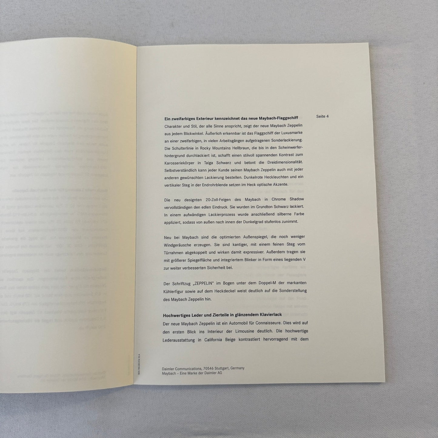 2009 Maybach 62 Zeppelin Car Press Kit Photo Brochure GERMAN