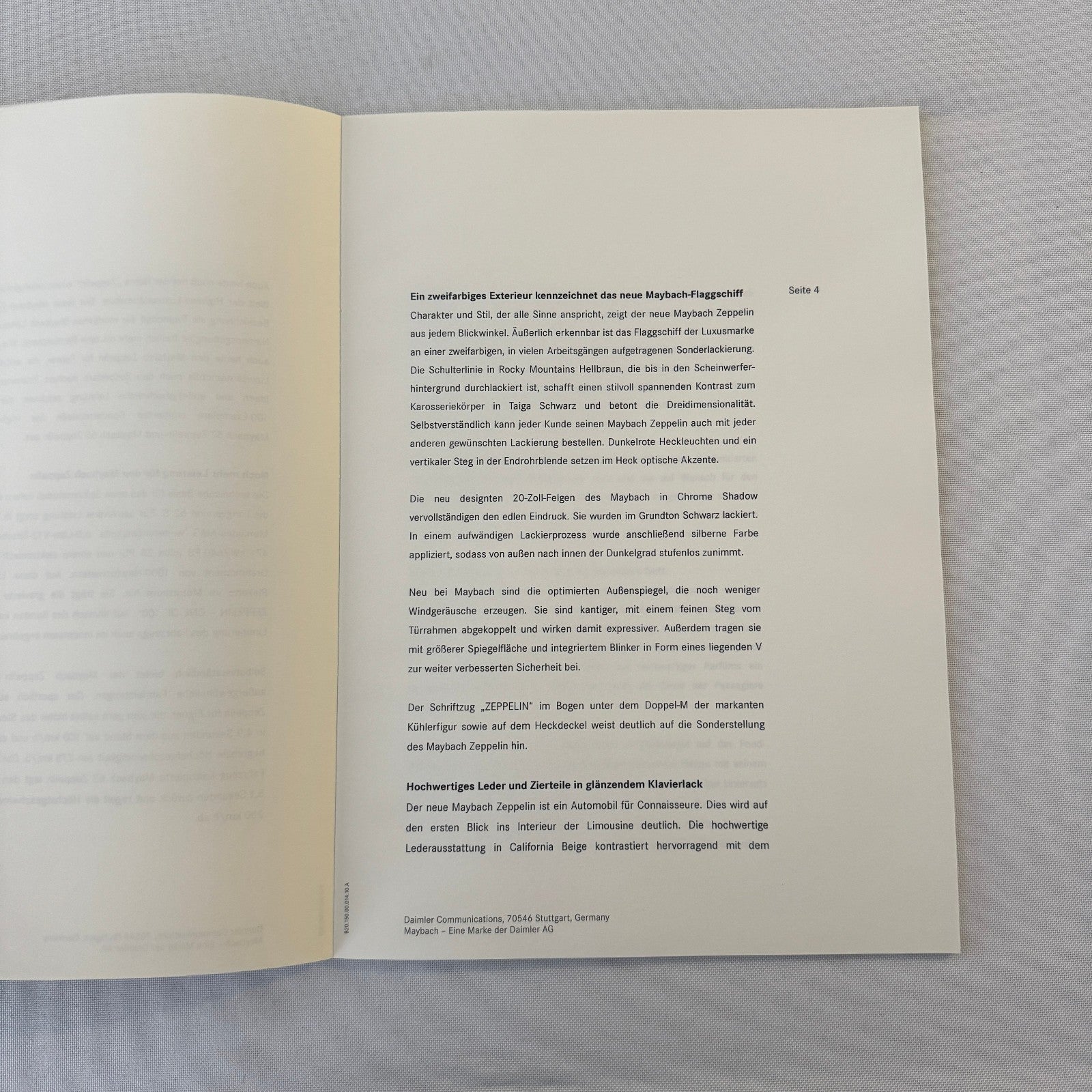 2009 Maybach 62 Zeppelin Car Press Kit Photo Brochure GERMAN