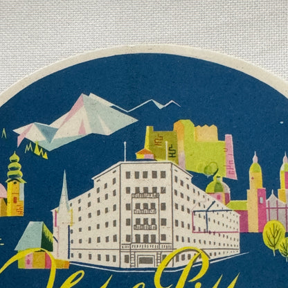 Vintage Travel Luggage Label Hotel Pitter Salsburg Austria