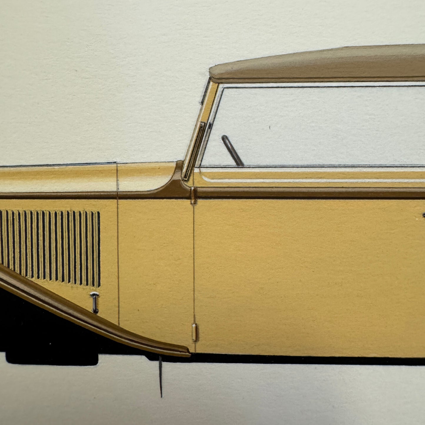 1934 Adler Trumpf Cabriolet Car Automobile Illustration Art Drawing Hand Drawn