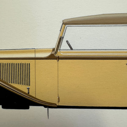 1934 Adler Trumpf Cabriolet Car Automobile Illustration Art Drawing Hand Drawn