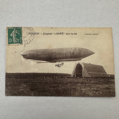 Vintage Zeppelin Airship Dirigible Postcard Post Card French Dirigeable Liberte