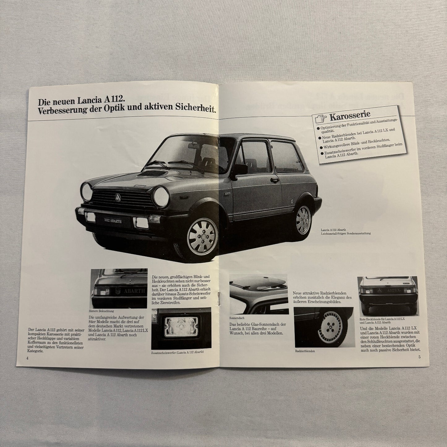 Lancia A112 LX Abarth Car Sales Brochure Catalog Lancia A 112