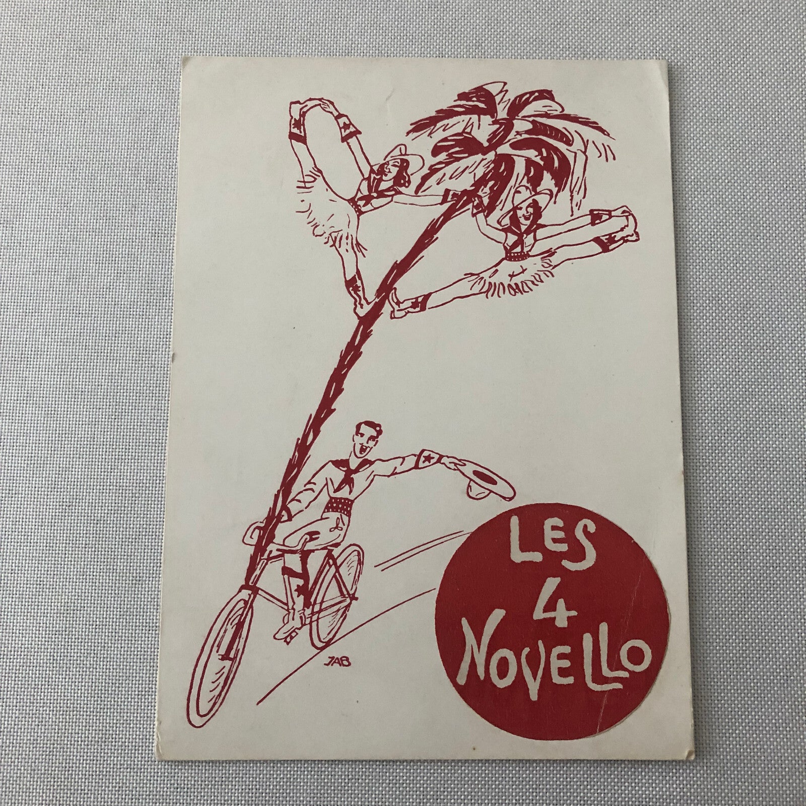 Circus Acrobat Bicycle Act Les 4 Novello Postcard Post Card Vintage