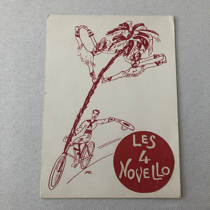 Circus Acrobat Bicycle Act Les 4 Novello Postcard Post Card Vintage