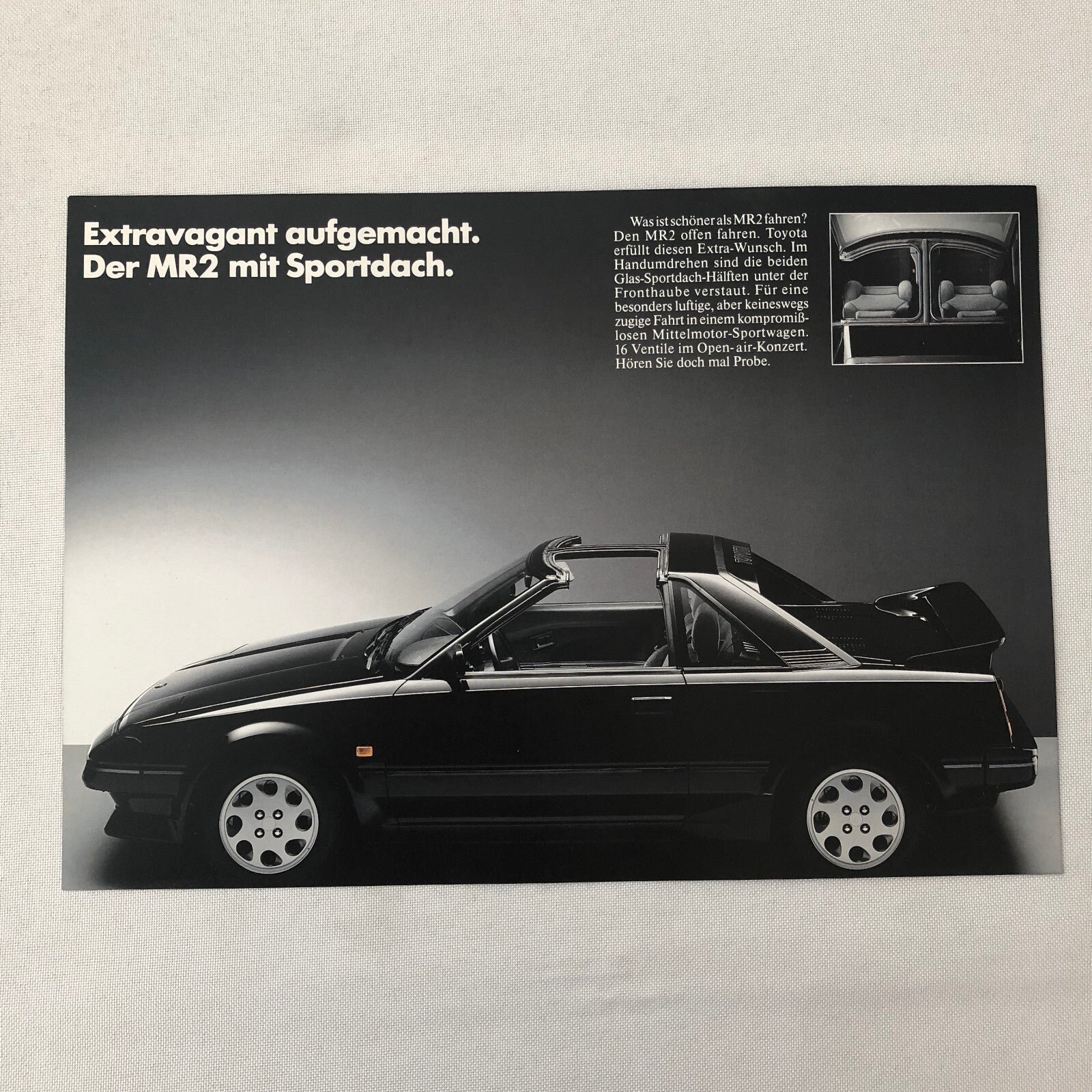 Vintage Toyota MR2 T-Top Sports Car Sales Sheet Brochure GERMAN Text