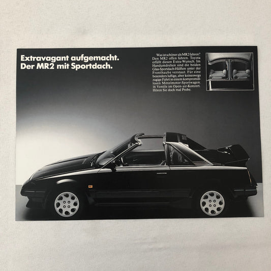 Vintage Toyota MR2 T-Top Sports Car Sales Sheet Brochure GERMAN Text