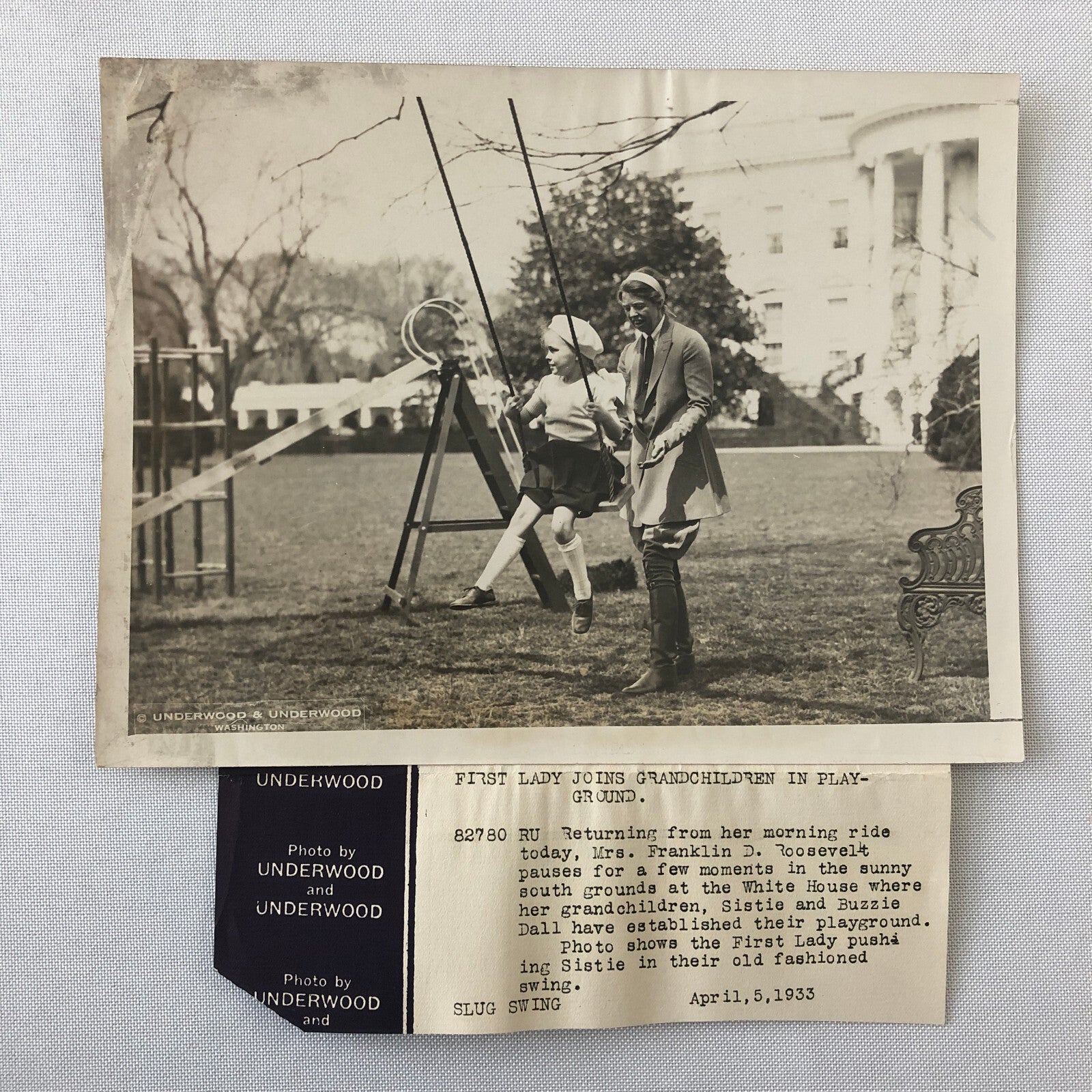 Press Photo Photograph Eleanore Roosevelt Grand Children Whitehouse 1933