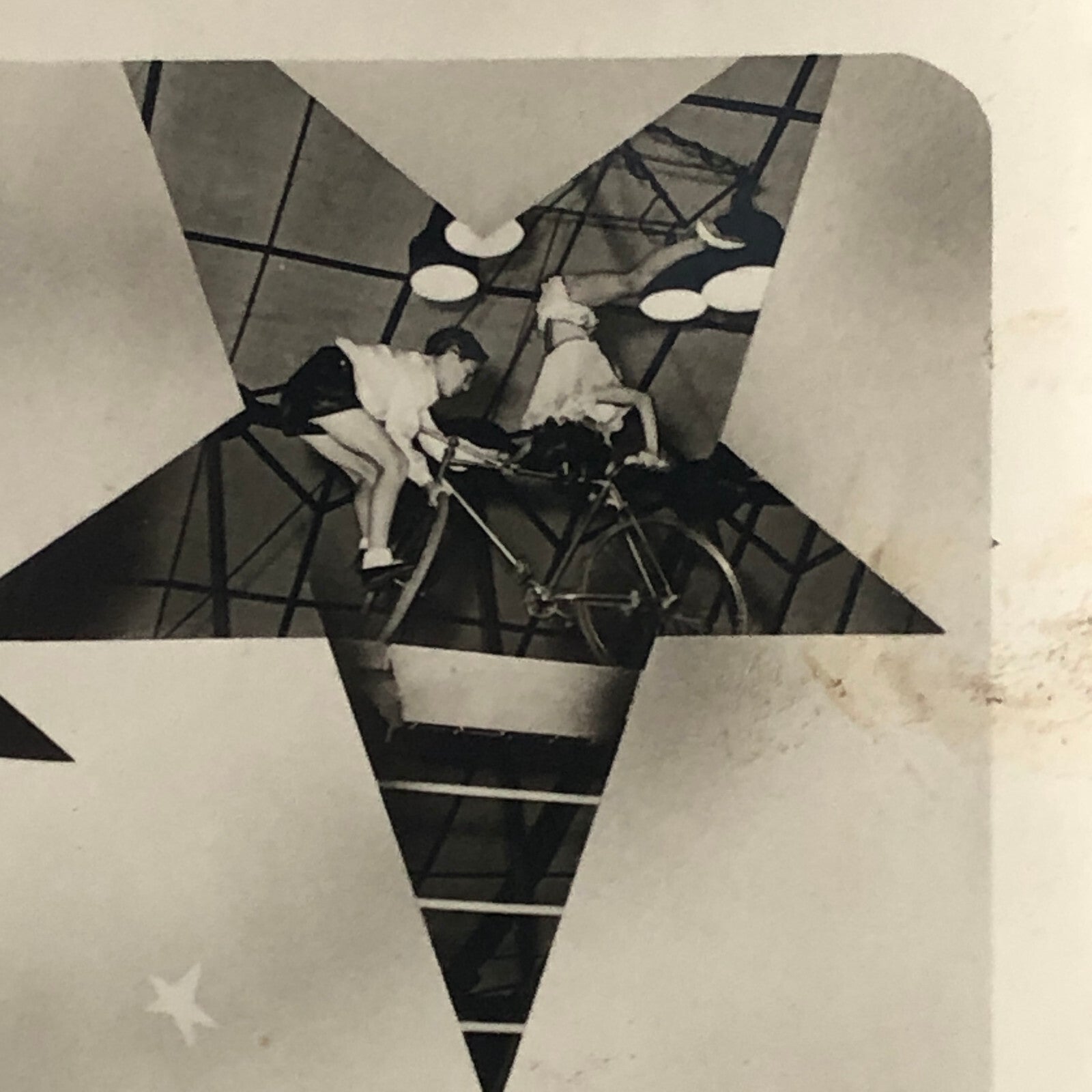 Circus Children Bicycle Balancing Acrobat Acrobatic Act Photo Photograph Vintage