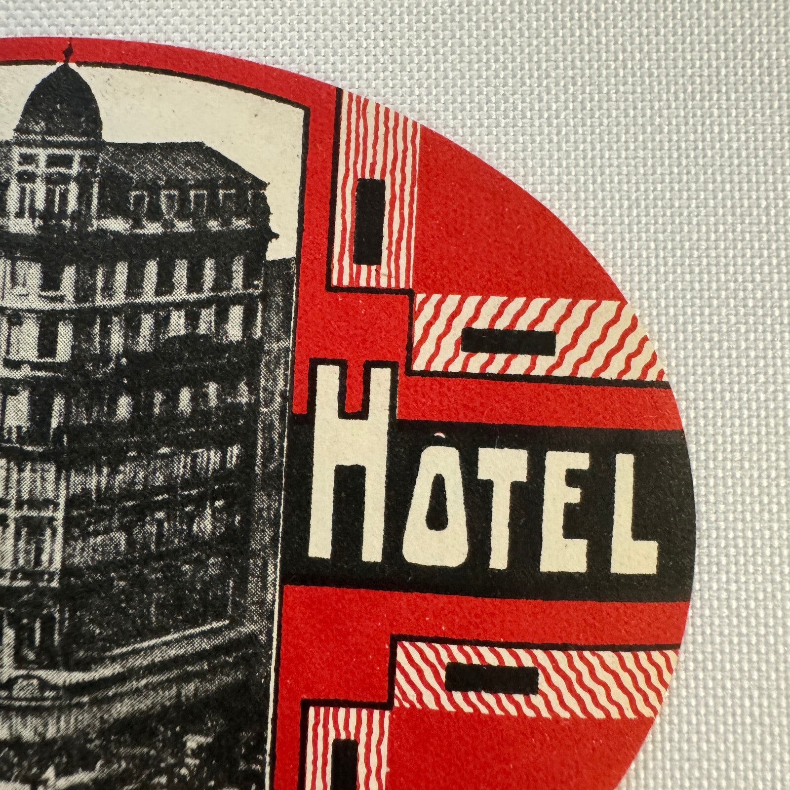 Vintage Travel Luggage Label Cecil Hotel Bruxelles Belgium