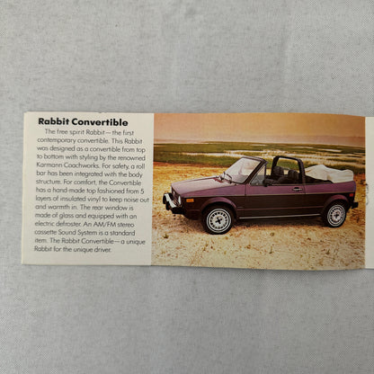 Volkswagen Sales Brochure Catalog VW Rabbit Scirocco Vanagon Pickup 1982 1983