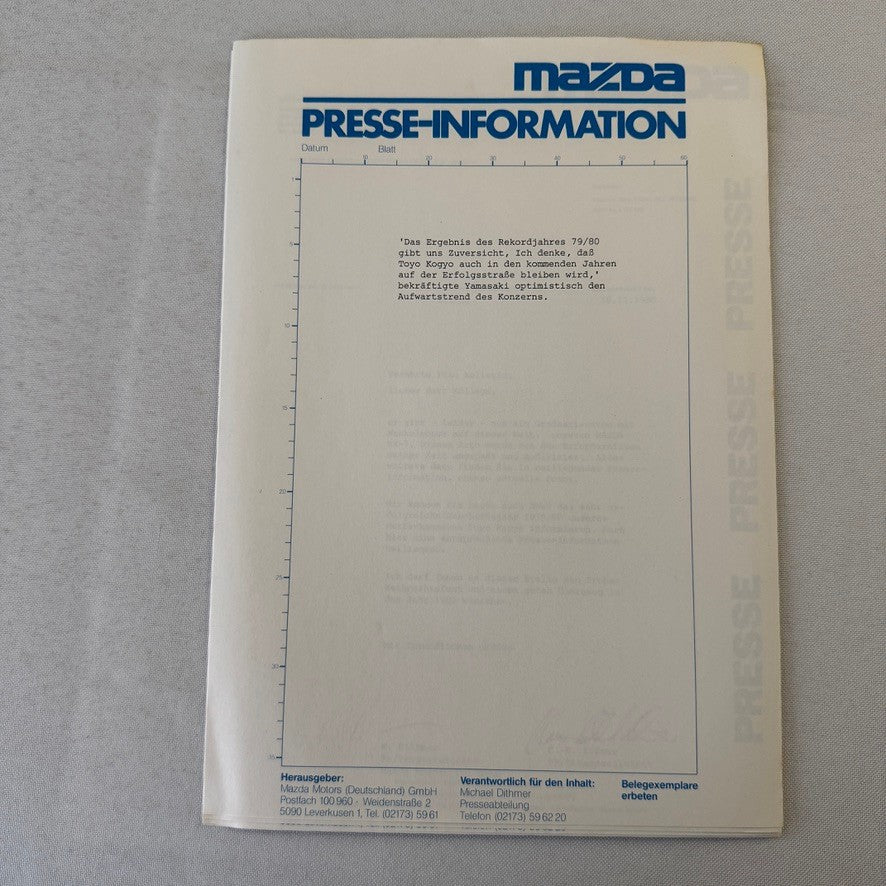 1981 Mazda RX-7 Press Kit Brochure Photos GERMAN Mazda RX7 RX 7 Sports Car