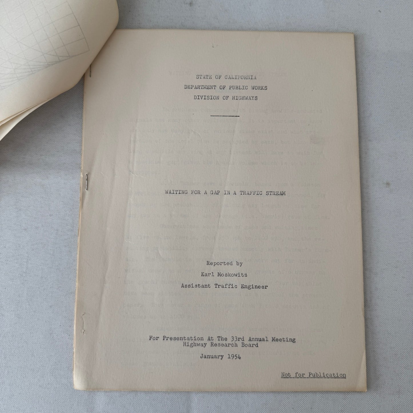 1954 California Traffic Study Civil Engineering Road Construction Documents