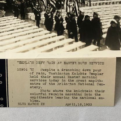 Press Photo Photograph Washington Knights Templar Easter Service Arlington 1933