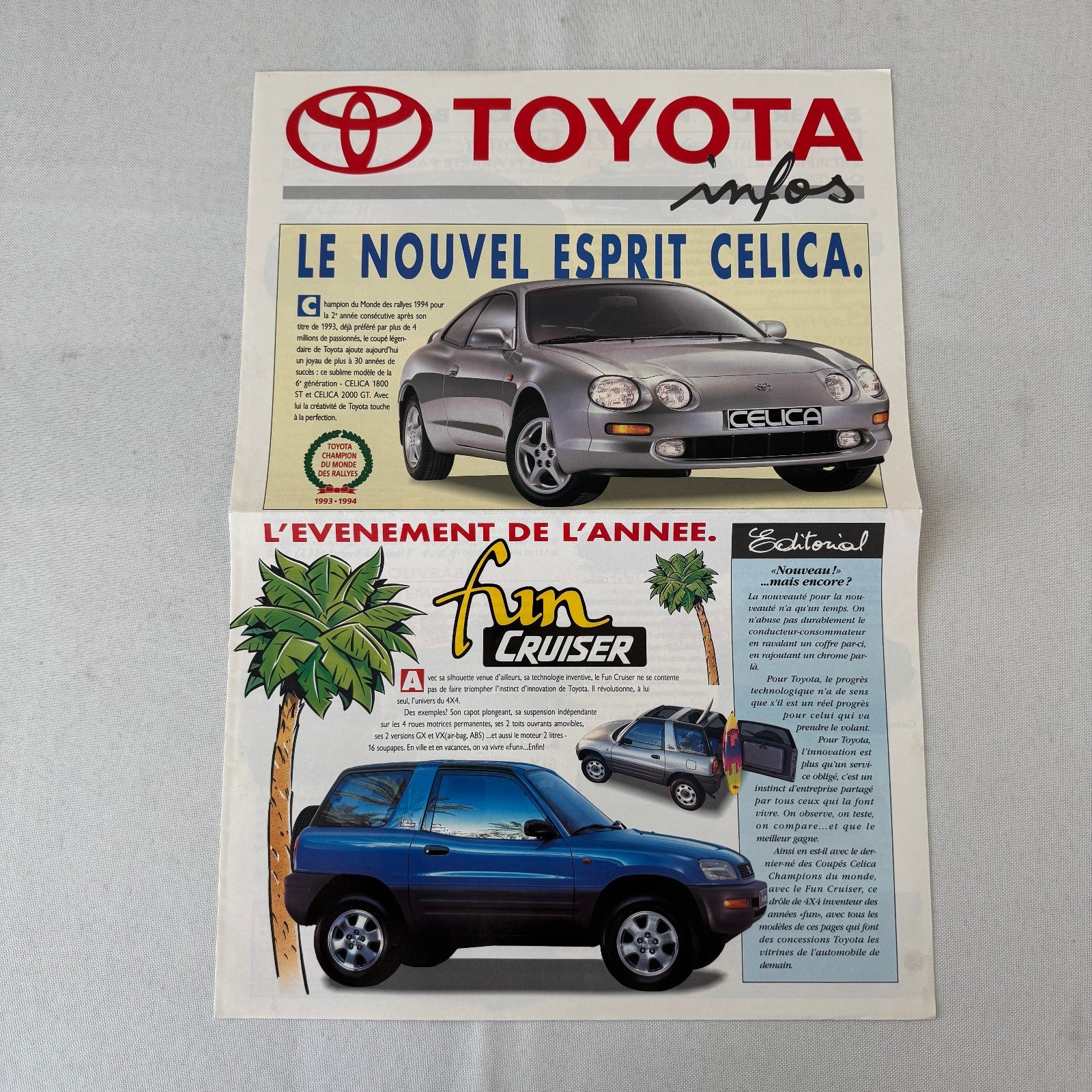 Toyota European Sales Brochure Celica Previa MR Supra 4Runner Land Cruiser 1994