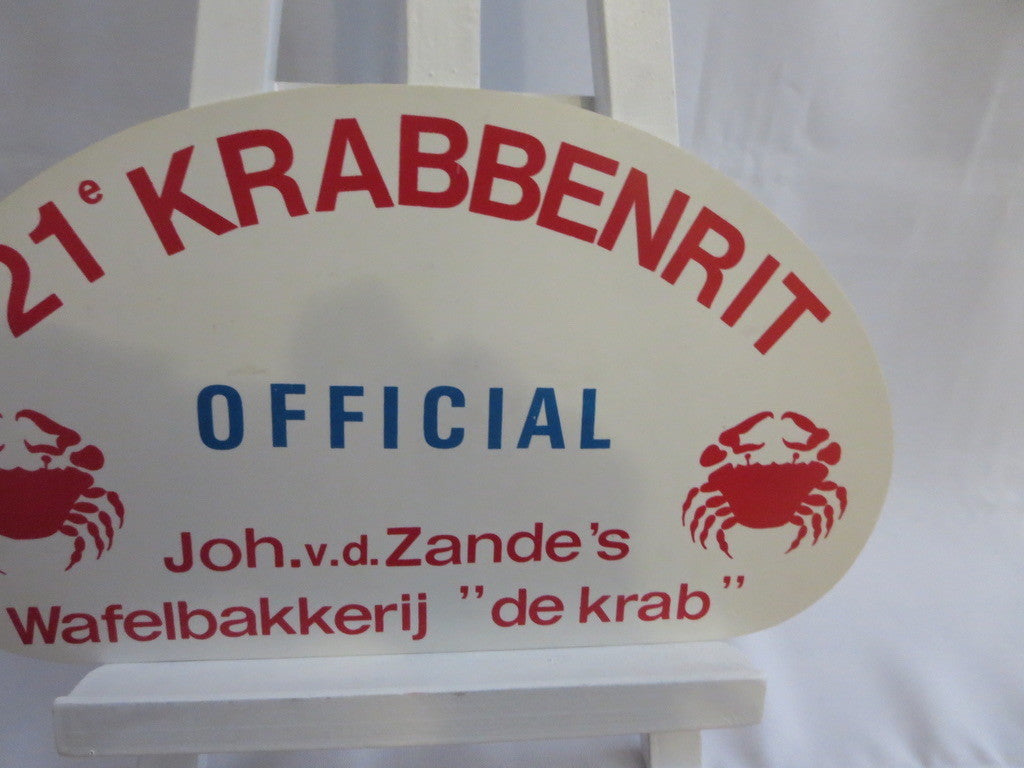 Vintage 21e Krabbenrit OFFICIAL Car Club Rally Plate Plaque Sign 