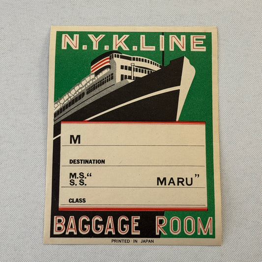 Vintage Ship Luggage Travel Label NYK Line Printed in Japan