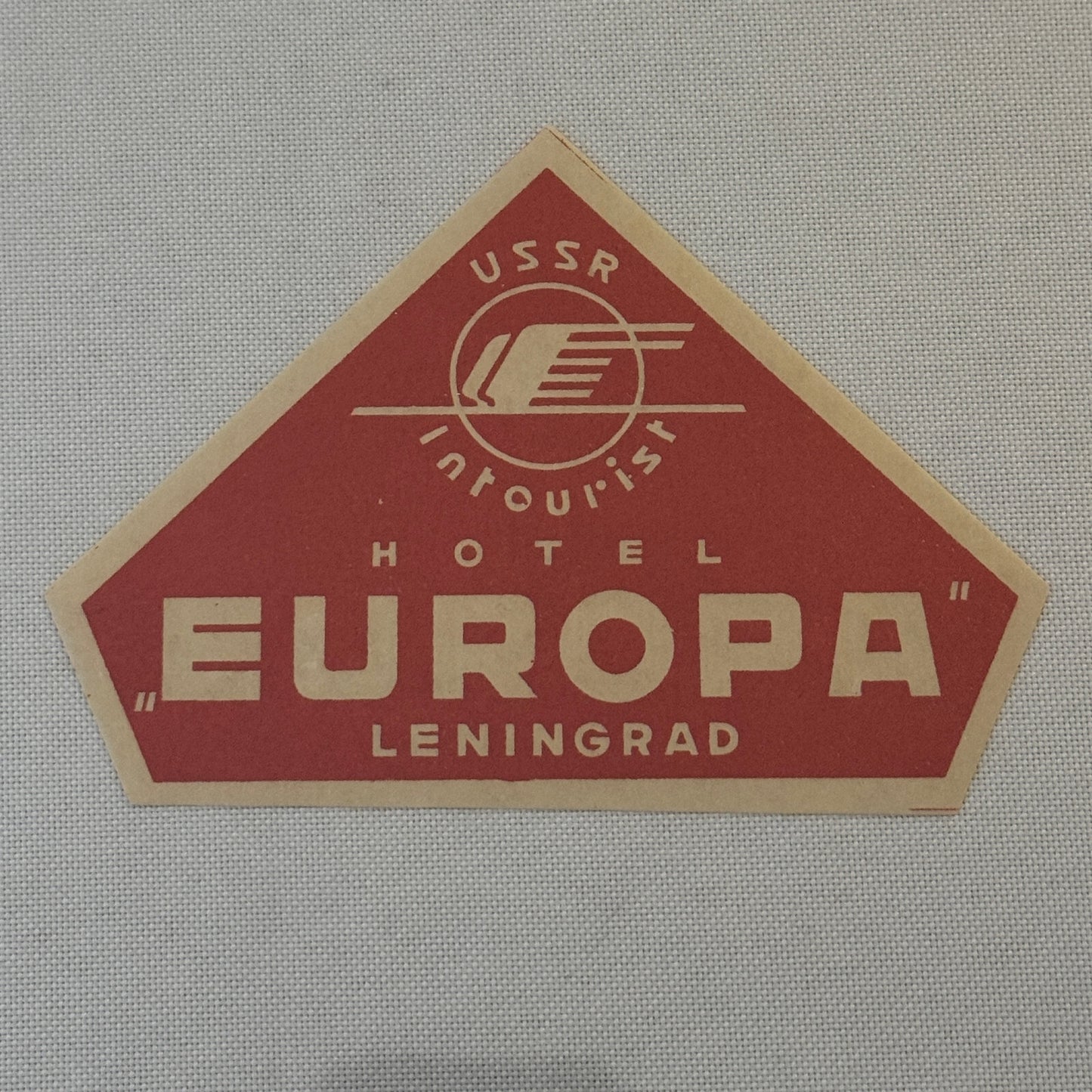 Vintage Hotel Travel Luggage Label Leningrad USSR Hotel Europa
