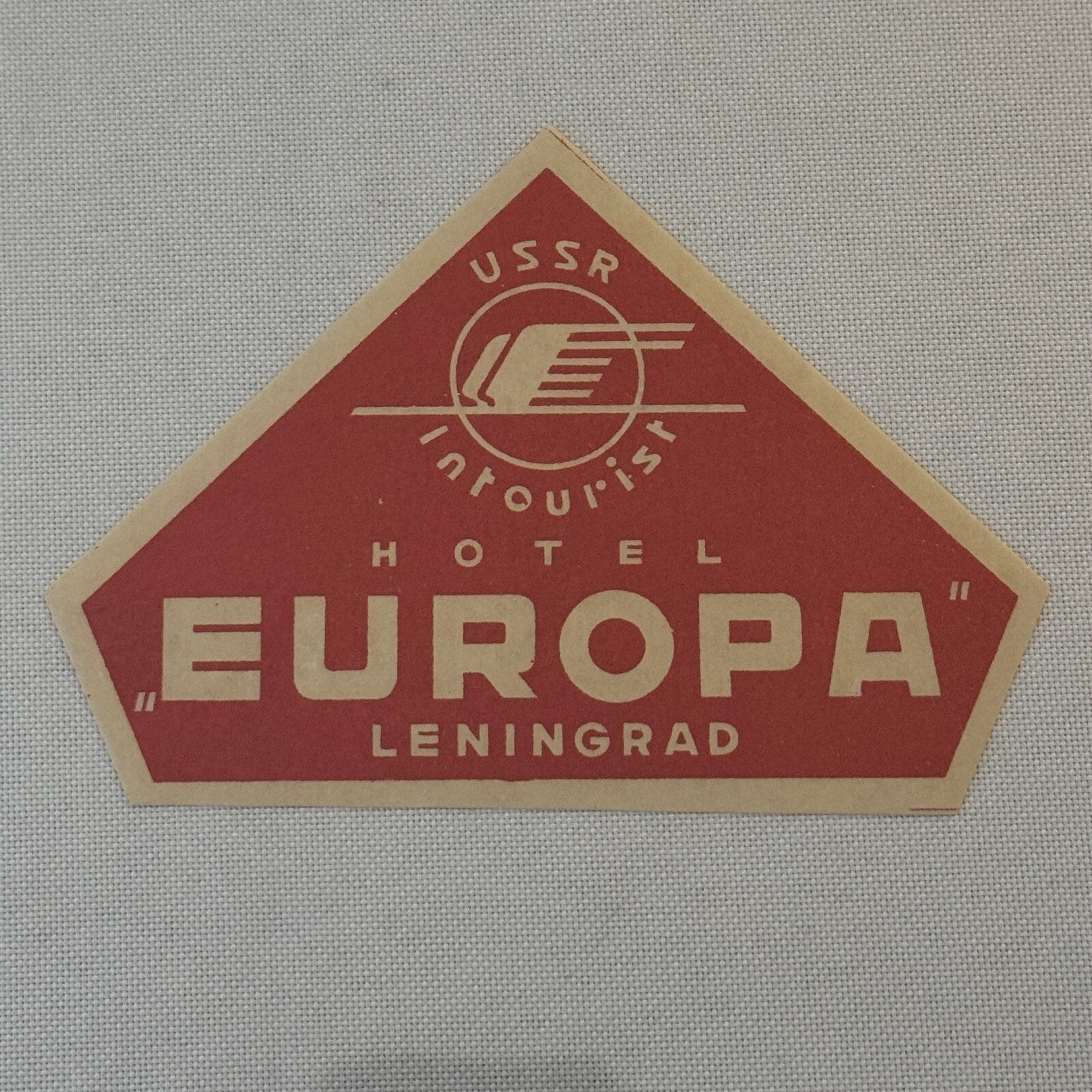 Vintage Hotel Travel Luggage Label Leningrad USSR Hotel Europa