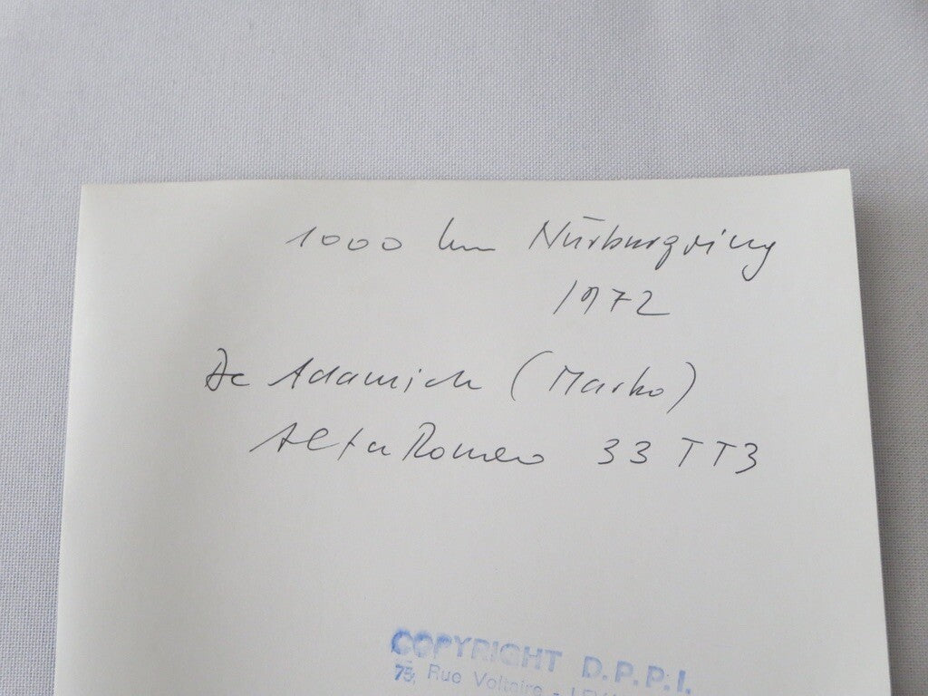 1972 Nurburgring Racing Photograph Photo De Adamich Alfa Romeo 33 TT3 Car 