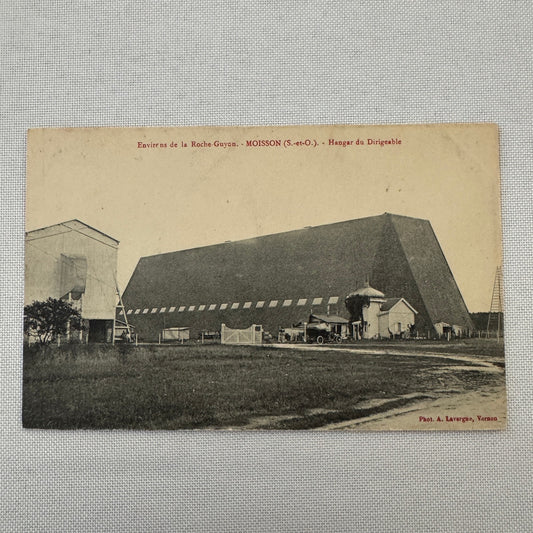 Vintage Zeppelin Airship Dirigible Hangar Building Postcard Post Card French