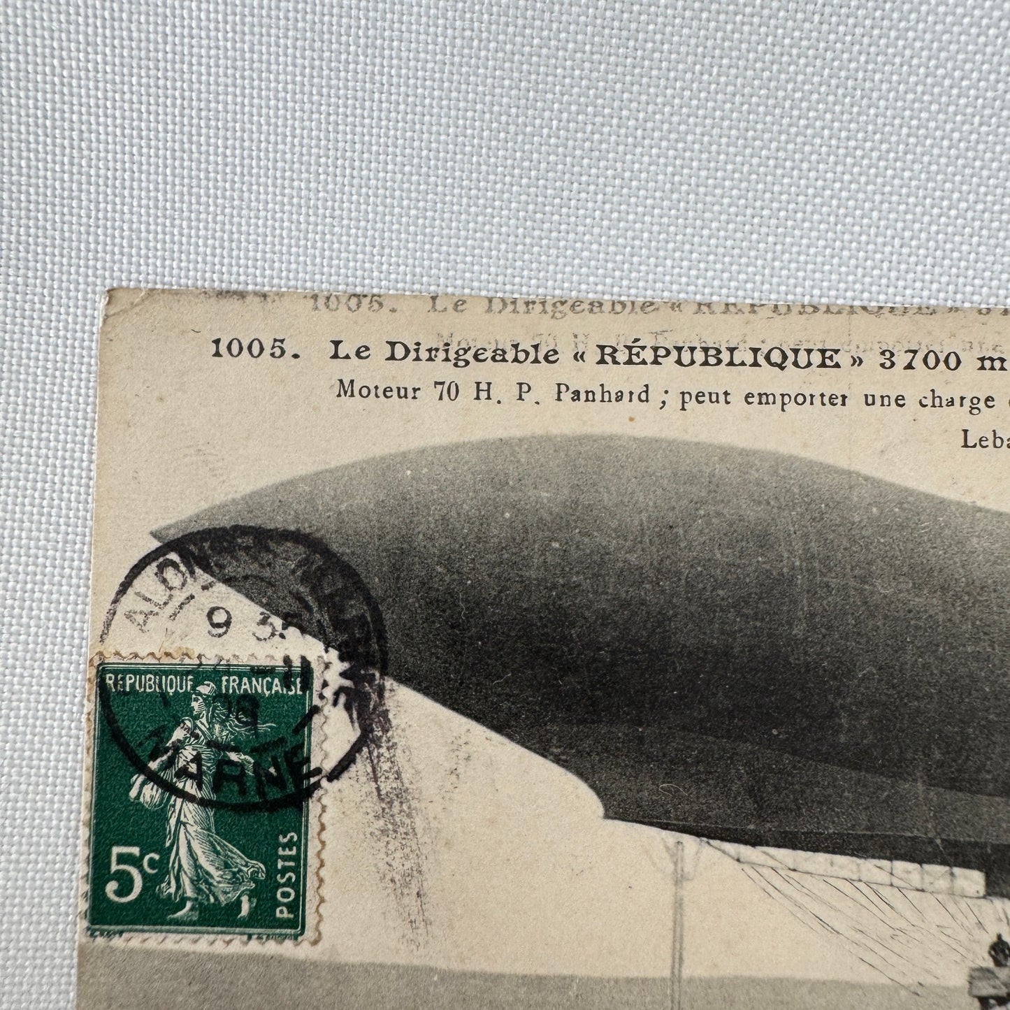 Vintage Zeppelin Airship Dirigible Postcard Post Card French La Republique 1908