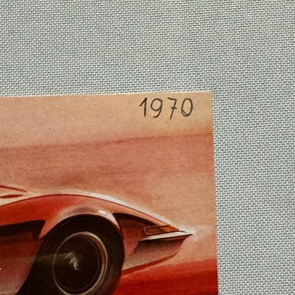 Opel Aero GT Concept Car Advertising Card German Text Vintage 1970