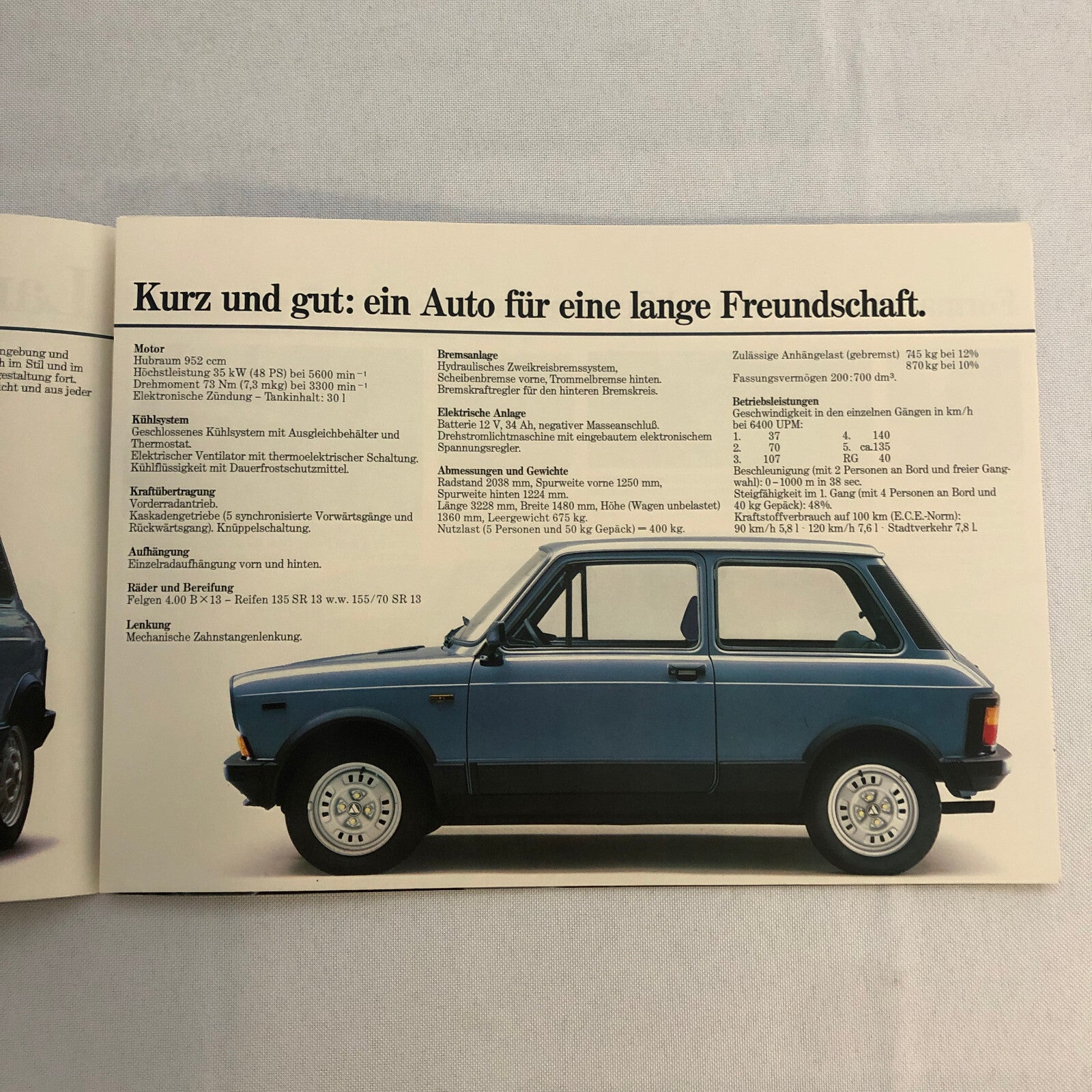 Lancia A112 Elite Car Sales Brochure Catalog Vintage GERMAN Lancia A 112
