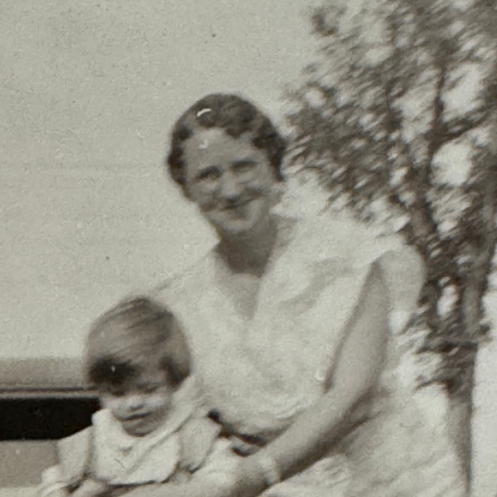 Vintage Car Photo Photograph Print Woman and Child with Automobile Snapshot