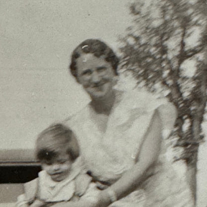 Vintage Car Photo Photograph Print Woman and Child with Automobile Snapshot