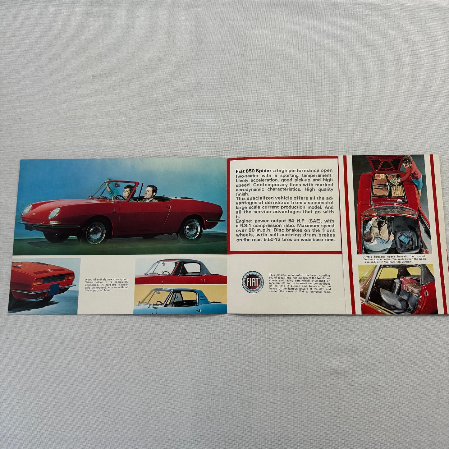 Fiat 850 Spider Convertible Roadster Car Sales Brochure Catalog Canadian Vintage
