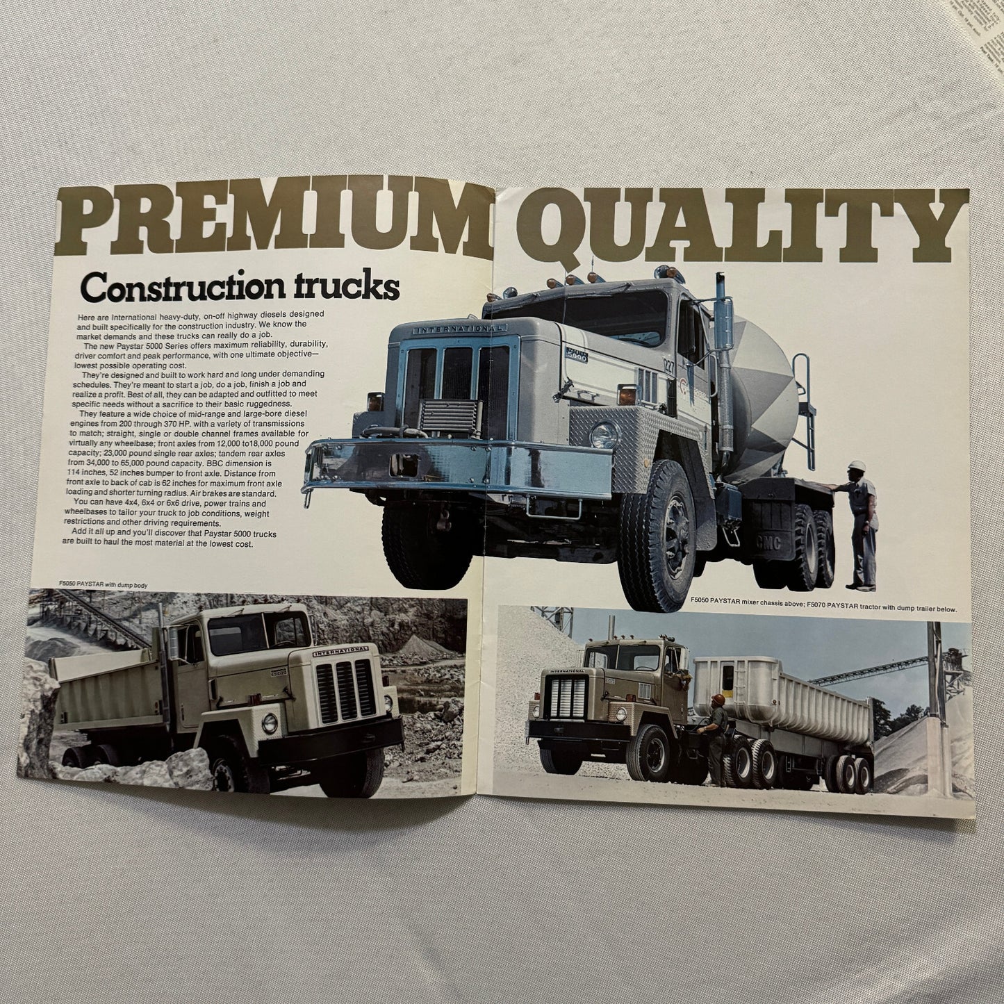International Paystar 5000 Series Truck Sales Brochure Catalog F-5050 F-5070 +
