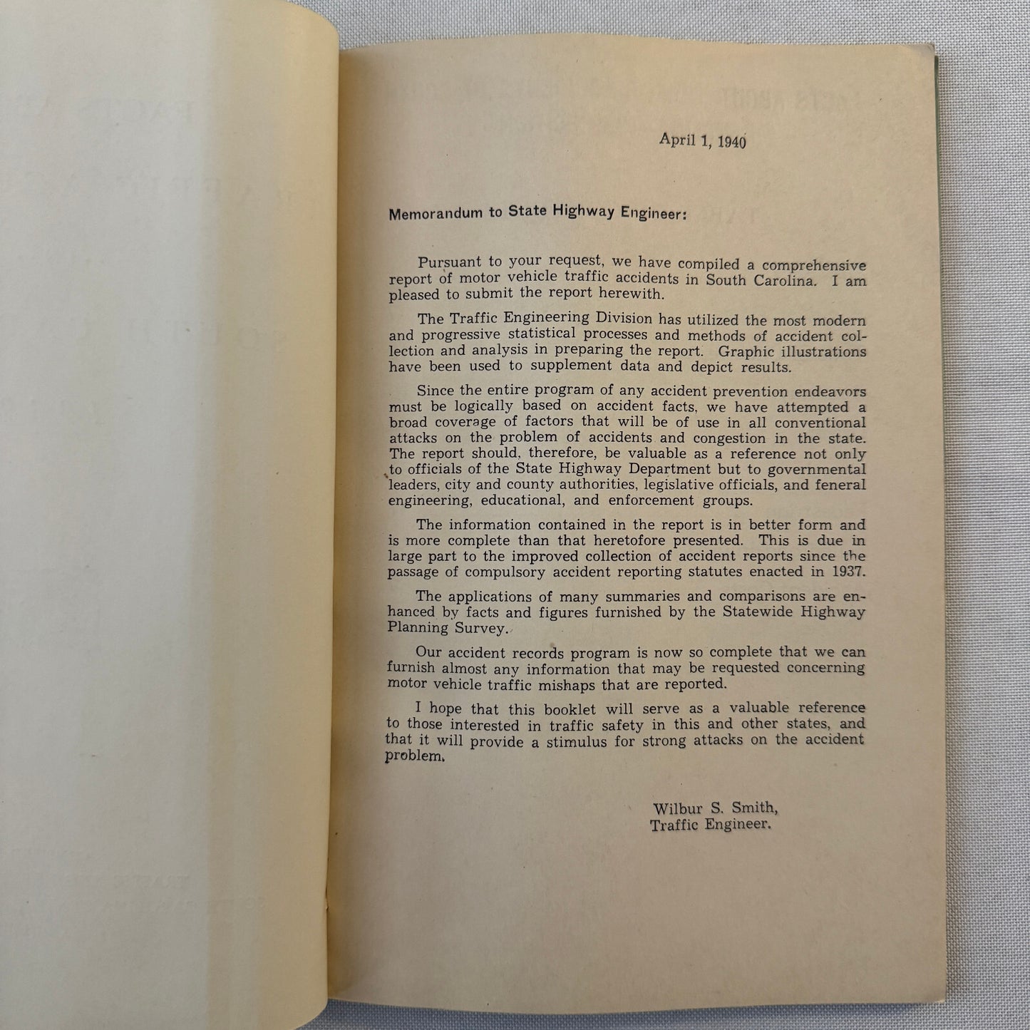 1939 South Carolina Facts about Traffic Accidents Car Automobile Report Book