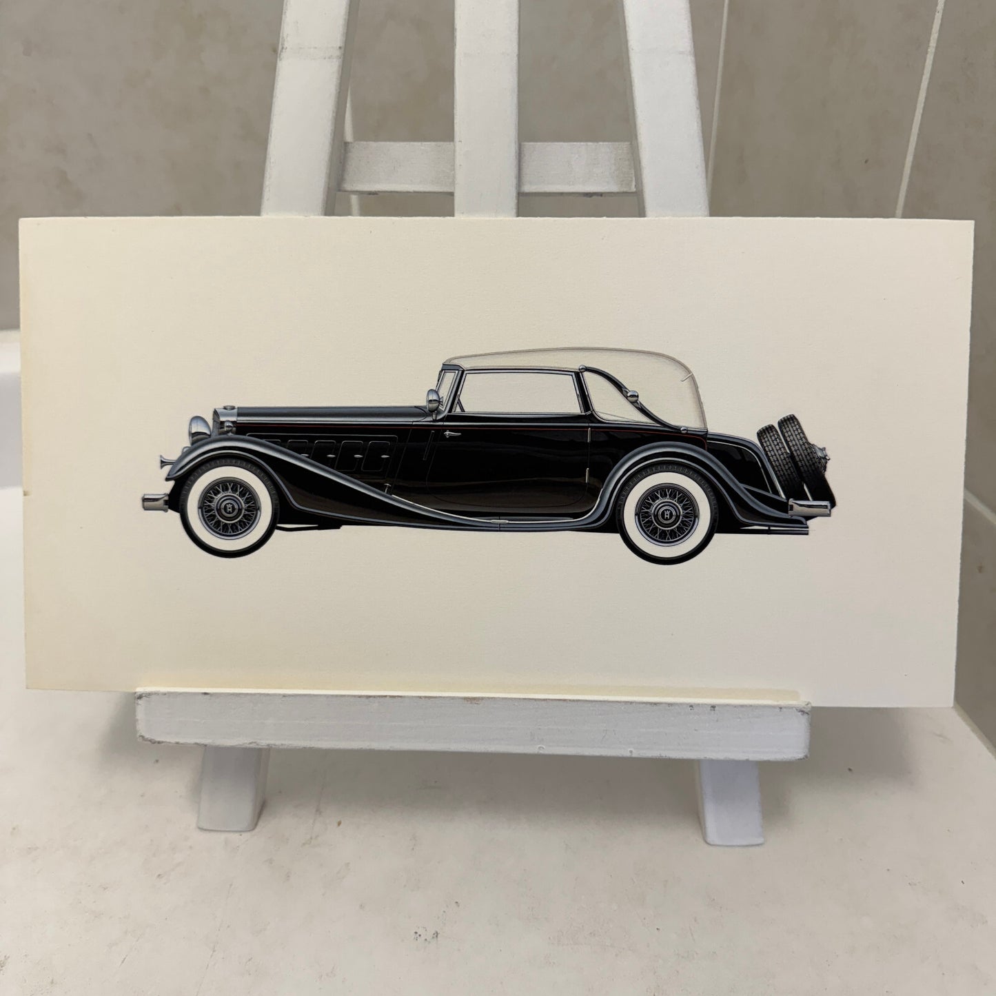 1932 Horch 12 Type 670 Sport Cabriolet Automobile Illustration Art Drawing