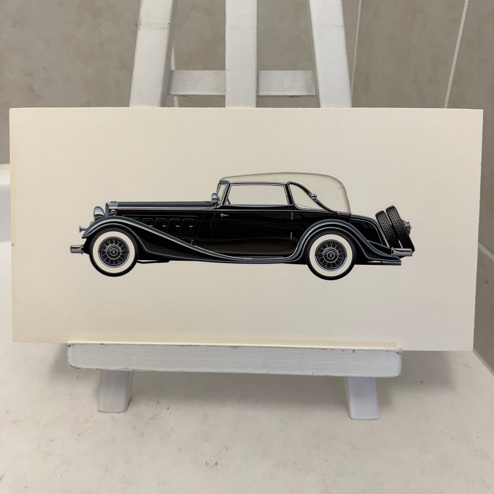 1932 Horch 12 Type 670 Sport Cabriolet Automobile Illustration Art Drawing