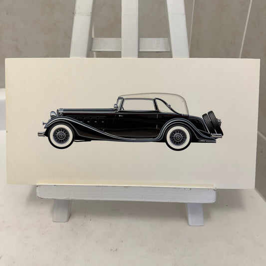 1932 Horch 12 Type 670 Sport Cabriolet Automobile Illustration Art Drawing