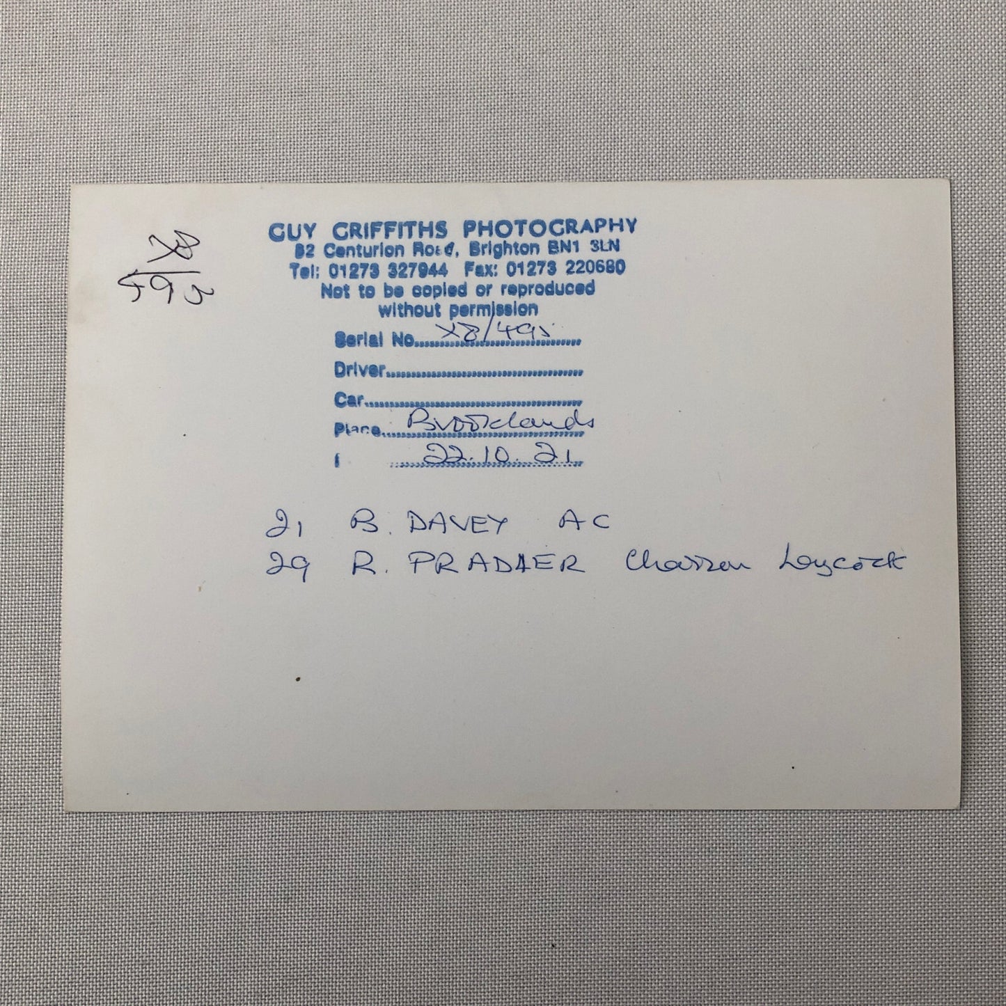 Vintage Car Racing Photo Photograph Charron Laycock AC - Modern Era Print 