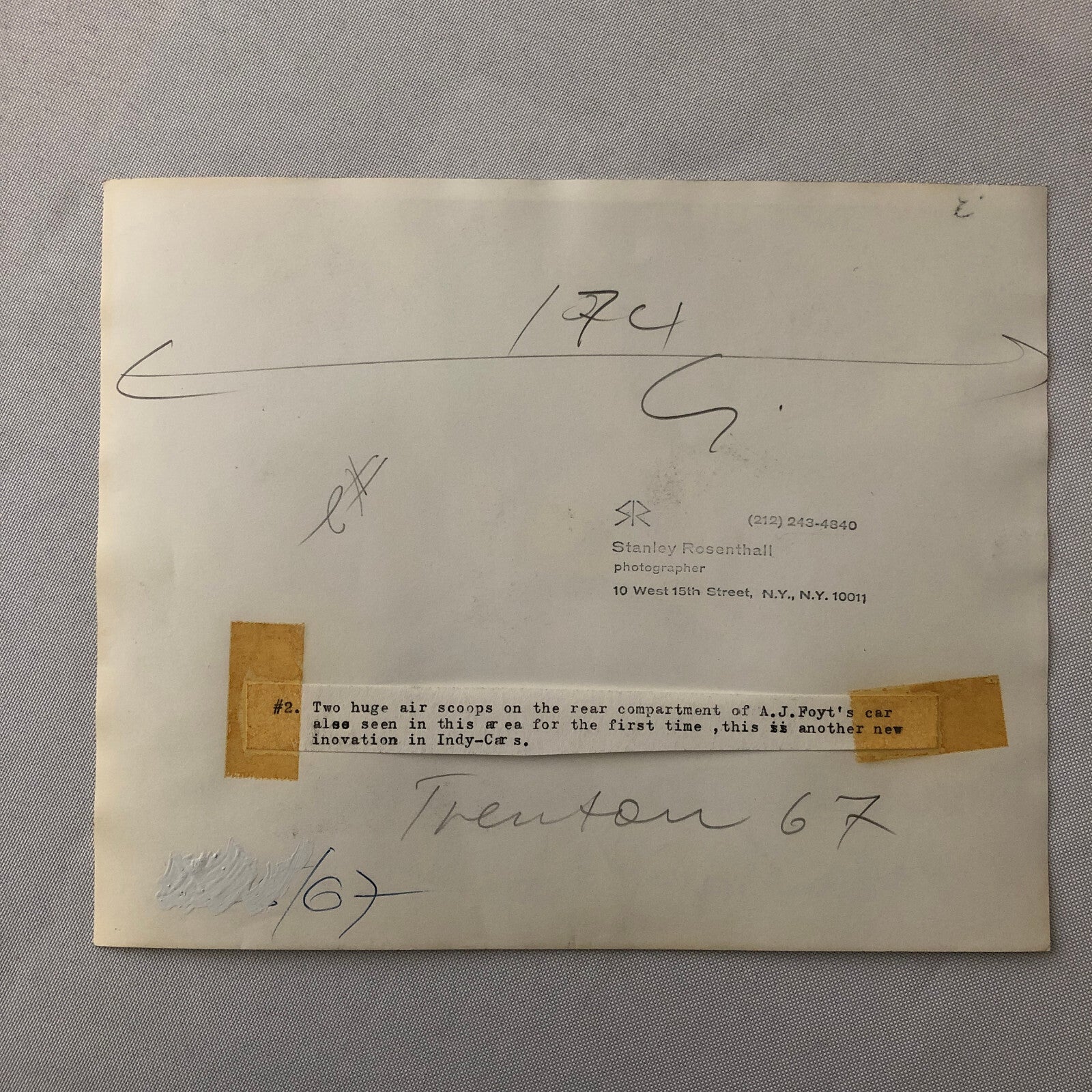 Vintage Indy Indianapolis 500 Racing Photo Photograph AJ Foyt Car 1967