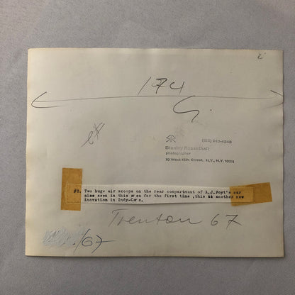 Vintage Indy Indianapolis 500 Racing Photo Photograph AJ Foyt Car 1967