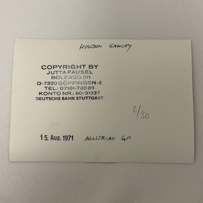 Vintage Racing Photo 1971 Austrian Grand Prix Driver Howden Ganley Motorsport