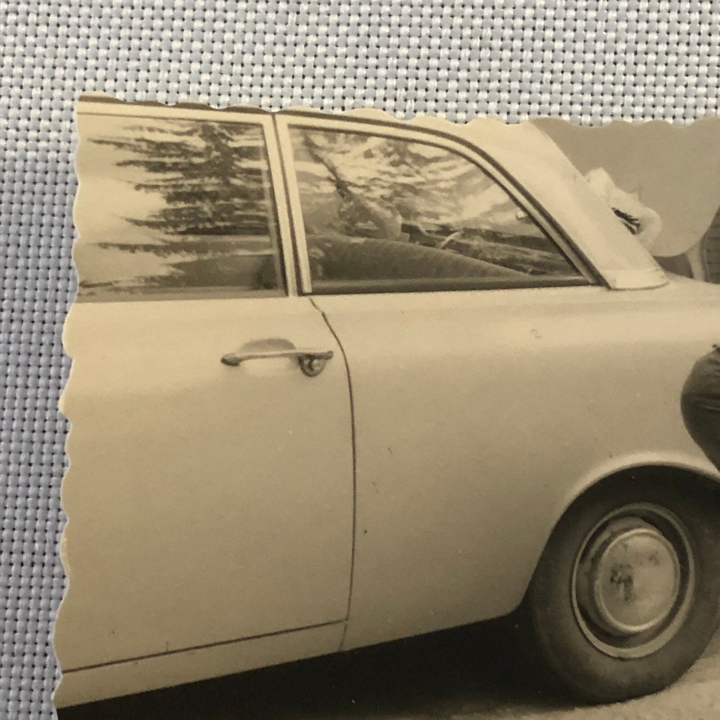 Vintage Photo Photograph Man Changing Car Tire with Child Cermany
