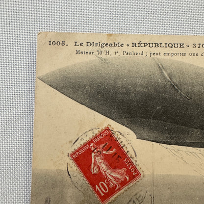 Vintage Zeppelin Airship Dirigible Postcard Post Card French La Republique