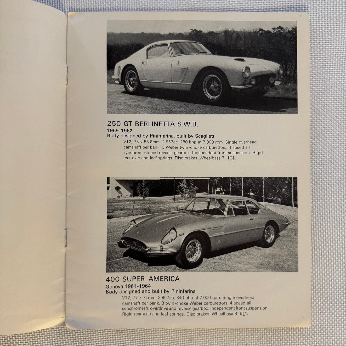 Vintage Ferrari Maranello Concessionaires Dealership Brochure 250 GT 400