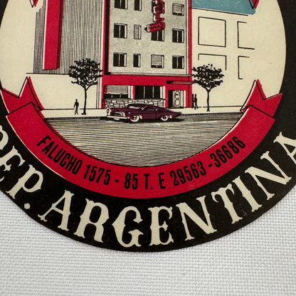 Vintage Hotel Travel Luggage Label Argentina Hotel Fama Mar Del Plata Argentine