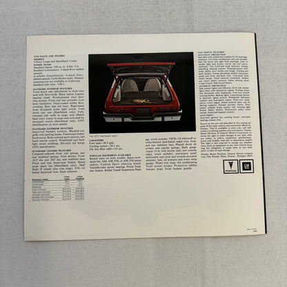 1974 Pontiac GTO Car Sales Brochure Catalog Advertising