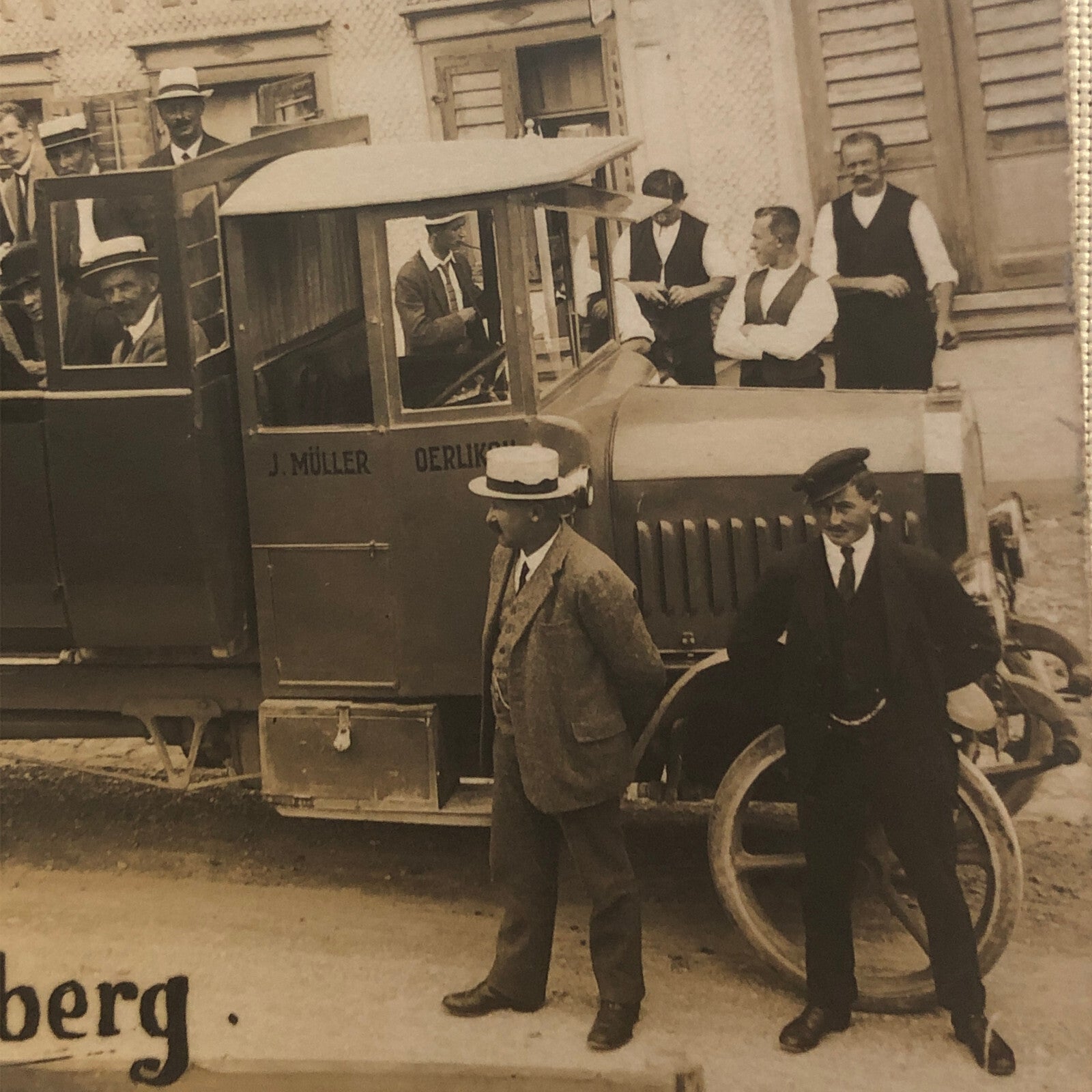 Vintage Photo Photograph Print People in Truck Germany Mogelsberg - Tag AL22SM1